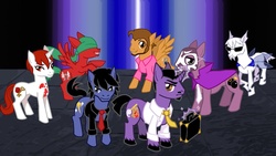 Size: 1056x594 | Tagged: safe, artist:distopiadoodles, changeling, blind, crossover, killer7, mask de smith, ponified