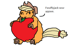 Size: 483x320 | Tagged: safe, applejack, fluffy pony, g4, apple, fluffy pony original art, fluffyjack