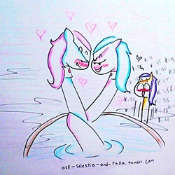 Size: 468x468 | Tagged: safe, artist:danadyu, aloe, lotus blossom, vera, earth pony, pony, g4, 30 minute art challenge, blushing, female, impossibly long neck, incest, lesbian, ship:spacest, shipping, spa twins, twincest, twins, wat