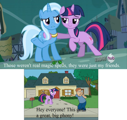 Size: 1200x1134 | Tagged: safe, trixie, twilight sparkle, g4, magic duel, bedroom eyes, family guy, holden caulfield, male