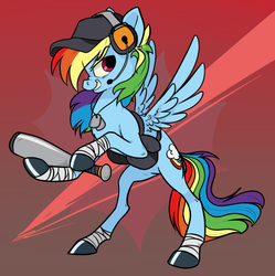 Size: 1196x1200 | Tagged: safe, artist:xenon, rainbow dash, g4, costume, scout (tf2), team fortress 2