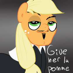 Size: 1080x1080 | Tagged: source needed, safe, artist:full stop, applejack, g4, give her the dick, meme, parody, rené descartes
