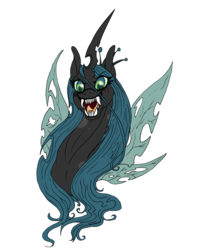 Size: 900x1080 | Tagged: dead source, safe, artist:tokagethebunny, queen chrysalis, changeling, changeling queen, g4, fangs, female, simple background, solo, transparent background