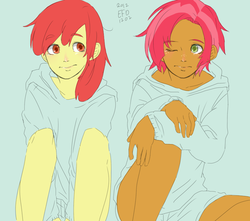 Size: 500x441 | Tagged: safe, artist:efd, apple bloom, babs seed, human, g4, humanized, pony coloring