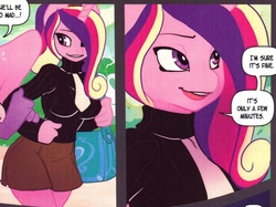 Size: 870x652 | Tagged: safe, artist:leche, princess cadance, twilight sparkle, alicorn, anthro, g4, cropped, hoofbeat