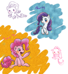 Size: 1500x1640 | Tagged: safe, artist:phyllismi, pinkie pie, rarity, g4, pinkamena diane pie, sketch