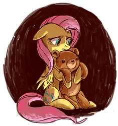 Size: 563x599 | Tagged: dead source, safe, artist:nyoncat, fluttershy, pegasus, pony, g4, female, mare, plushie, teddy bear, tumblr