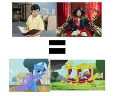 Size: 1286x1015 | Tagged: safe, trixie, pony, unicorn, g4, magic duel, community, equal sign, hilarious in hindsight, ken jeong, señor chang, simple background, white background