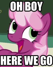 Size: 178x226 | Tagged: safe, cheerilee, earth pony, pony, g4, awesome face, female, image macro, oh boy here we go, reaction image, solo
