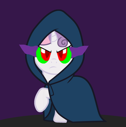 Size: 1384x1400 | Tagged: safe, sweetie belle, g4, cloak, clothes, dark magic, sombra eyes