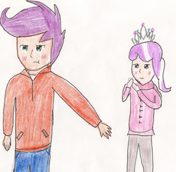 Size: 900x878 | Tagged: safe, artist:skynetmain, diamond tiara, scootaloo, human, g4, humanized