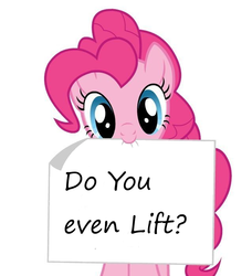 Size: 638x699 | Tagged: safe, pinkie pie, earth pony, pony, g4, do you even lift, exploitable meme, female, meme, note, pinkie's note meme, solo