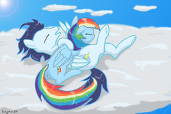 Size: 778x519 | Tagged: safe, artist:isegrim87, rainbow dash, soarin', g4, female, male, ship:soarindash, shipping, straight