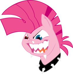 Size: 3042x3076 | Tagged: safe, artist:grinning-alex, pinkie pie, earth pony, pony, comic:a piece of pie, g4, alternate hairstyle, choker, female, mare, nose piercing, piercing, punk, punkie pie, sharp teeth, simple background, solo, spiked choker, transparent background, vector