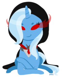 Size: 261x323 | Tagged: safe, artist:soullessteddybear, trixie, pony, unicorn, g4, magic duel, alicorn amulet, cloak, clothes, female, glowing eyes, mare, simple background, smiling, solo, transparent background