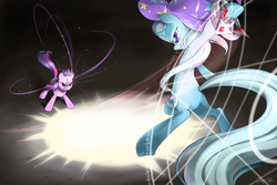 Size: 1280x853 | Tagged: safe, artist:jiayi, trixie, twilight sparkle, g4, alicorn amulet, duo