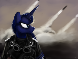 Size: 1280x960 | Tagged: safe, artist:gordonfreeguy, princess luna, anthro, g4, clothes, company of heroes, crossover, female, launch, military, solo, uniform