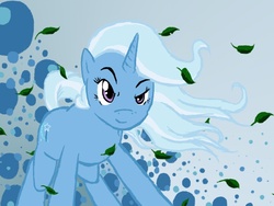 Size: 800x600 | Tagged: safe, artist:vahnara, trixie, pony, unicorn, g4, female, leaves, mare, solo, windswept mane