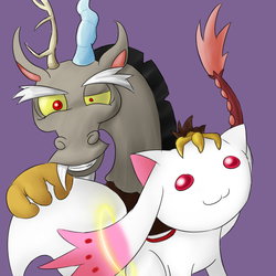 Size: 700x700 | Tagged: safe, artist:mrcavan, discord, g4, hilarious in hindsight, incubator (species), kyubey, puella magi madoka magica