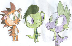 Size: 900x583 | Tagged: safe, artist:sithvampiremaster27, spike, g4, crossover, littlest pet shop, russell ferguson, vinnie terrio