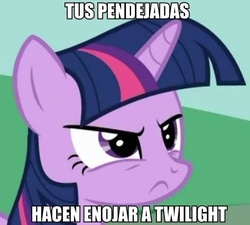 Size: 473x425 | Tagged: safe, twilight sparkle, g4, image macro, reaction image, spanish, translated in the comments