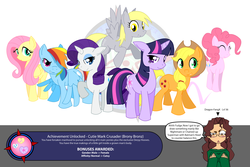 Size: 2304x1539 | Tagged: safe, artist:dragon-fangx, applejack, derpy hooves, fluttershy, pinkie pie, rainbow dash, rarity, twilight sparkle, earth pony, human, pegasus, pony, unicorn, g4, achievement, achievement unlocked, female, horn, human female, male to female, rule 63, transformation, transgender transformation, unicorn twilight