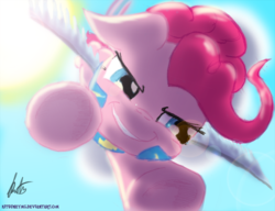 Size: 900x692 | Tagged: safe, artist:kittyhawk-contrail, pinkie pie, g4, flying, wonderbolt trainee uniform