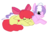 Size: 591x394 | Tagged: safe, artist:sevile, apple bloom, diamond tiara, g4, ship:diamondbloom, shipping