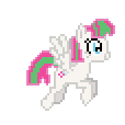 Size: 114x114 | Tagged: artist needed, source needed, safe, blossomforth, pony, g4, adoraforth, animated, cute, desktop ponies, female, flying, pixel art, simple background, solo, sprite, transparent background