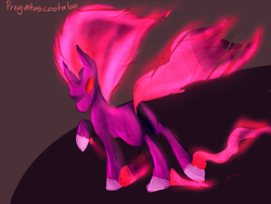 Size: 500x375 | Tagged: safe, artist:spanish-scoot, pony, unicorn, tumblr:preguntascootaloo, 30 minute art challenge, darkness, mane of fire, ponified, red eyes, solo