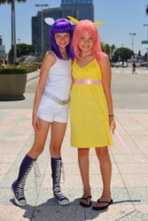 Size: 868x1301 | Tagged: safe, fluttershy, rarity, human, g4, child, convention, cosplay, flip-flops, irl, irl human, photo, sandals