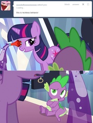 Size: 1280x1690 | Tagged: safe, artist:capnpea, edit, spike, twilight sparkle, g4, fimbriae, wat