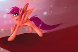 Size: 1500x1000 | Tagged: dead source, safe, artist:edahi, scootaloo, pegasus, pony, g4, female, solo, spread wings, wings