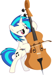 Size: 2289x3281 | Tagged: safe, artist:shinodage, dj pon-3, vinyl scratch, pony, unicorn, g4, bipedal, cello, cutie mark, female, hooves, horn, mare, musical instrument, simple background, solo, transparent background, vector
