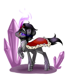 Size: 735x728 | Tagged: safe, artist:tomat-in-cup, king sombra, pony, unicorn, g4, crystal, graveyard of comments, looking up, male, raised hoof, simple background, solo, sombra eyes, stallion, transparent background