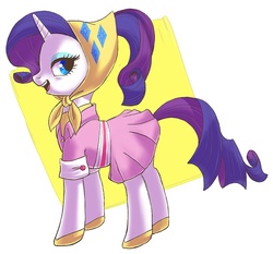 Size: 800x745 | Tagged: safe, artist:nyonhyon, rarity, pony, g4, camping outfit, clothes, dress, female, skirt, solo