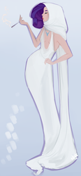 Size: 580x1255 | Tagged: safe, artist:haxpunch, rarity, human, g4, cigarette, cigarette holder, clothes, dress, humanized, skinny, solo, thin