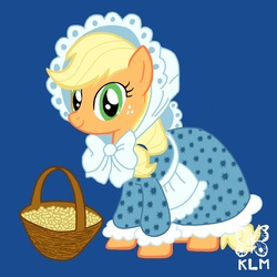 Size: 800x800 | Tagged: safe, artist:ariesnamarie, applejack, g4, basket, bonnet, clothes, dress, peanuts