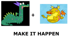 Size: 1323x742 | Tagged: safe, crackle, dragon, g4, all caps, dave the barbarian, exploitable meme, faffy, make it happen, meme, meta