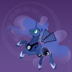 Size: 742x747 | Tagged: safe, artist:egophiliac, princess luna, pony, robot, robot pony, g4, female, princess lunabot, solo