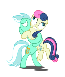 Size: 4087x4850 | Tagged: safe, artist:drpancakees, bon bon, lyra heartstrings, sweetie drops, g4, absurd resolution, bipedal, bon bon is not amused, duo, hug, simple background, squeezing, transparent background, vector