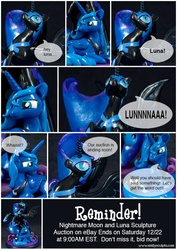 Size: 675x955 | Tagged: dead source, safe, artist:emilysculpts, nightmare moon, princess luna, g4, customized toy, irl, photo, sculpture, statue, text