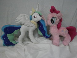 Size: 1024x768 | Tagged: safe, artist:aquariummaniac, pinkie pie, princess celestia, g4, doll, irl, photo, plushie, toy