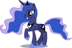 Size: 733x493 | Tagged: safe, artist:canon-lb, princess luna, alicorn, pony, g4, female, jewelry, mare, raised hoof, regalia, simple background, smiling, solo, transparent background, vector