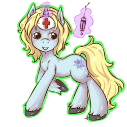 Size: 800x800 | Tagged: safe, artist:tiki-sama, oc, oc only, oc:injection technique, pony, unicorn, doctor, female, levitation, magic, mare, needle, solo, syringe, telekinesis