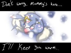 Size: 300x225 | Tagged: safe, artist:thamutt, oc, oc only, oc:frolic, pony, baby, baby pony, fanfic, miracle, mother, snow, snowfall