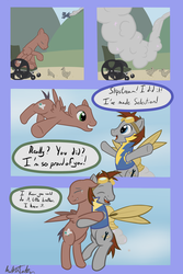 Size: 1000x1500 | Tagged: safe, artist:mattatatta, oc, oc only, earth pony, pegasus, pony, jetpack, newbie artist training grounds, steampunk, wonderbolts