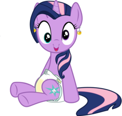 Size: 2005x1910 | Tagged: safe, artist:cupcakescankill, fluttershy, twilight sparkle, oc, oc only, oc:flutter sparkle, pony, unicorn, g4, derp, diaper, diaper fetish, diaper usage, dragon ball, ear piercing, earring, female, fusion, fusion:fluttershy, fusion:twilight sparkle, fusion:twishy, heterochromia, jewelry, mare, need to pee, non-baby in diaper, piercing, pissing, potara, potty time, simple background, solo, transparent background, urine, used diaper, using diaper, vector, wet diaper