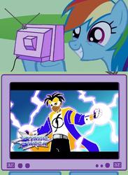 Size: 563x771 | Tagged: safe, rainbow dash, g4, exploitable meme, static shock, tv meme