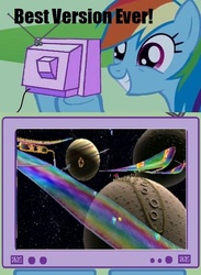 Size: 511x700 | Tagged: safe, rainbow dash, pony, g4, awesome, exploitable meme, gamerdash, mario kart, meme, moon, rainbow road, space, super mario, tv meme